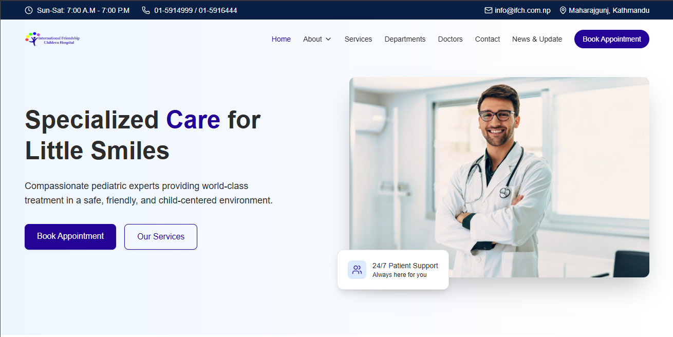 Responsive Pediatric Hospital Website